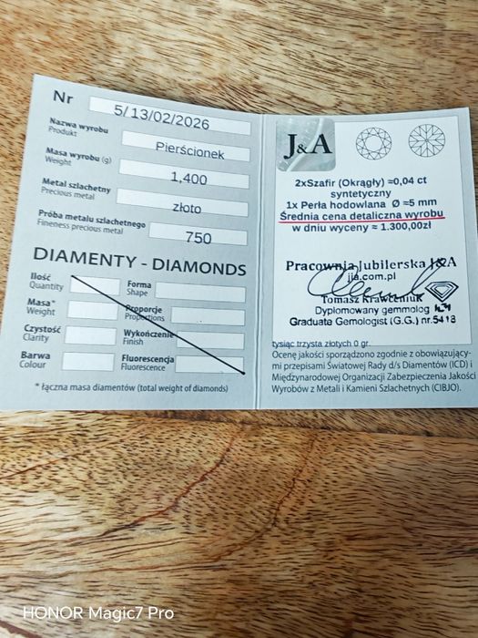 Pierścionek, złoto 18k, perła.