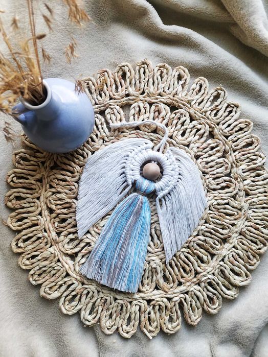 Aniołek makrama dzień babci dekoracja ścienna