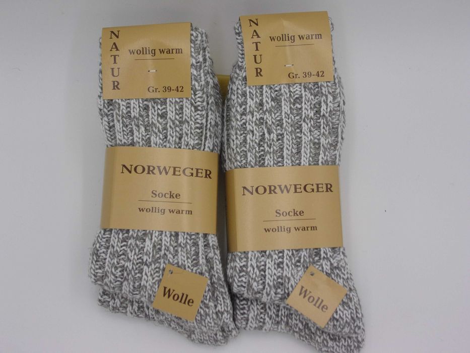 Ciepłe skarpety wełniane Norweger 39/42 oraz 43/46  2 pary.