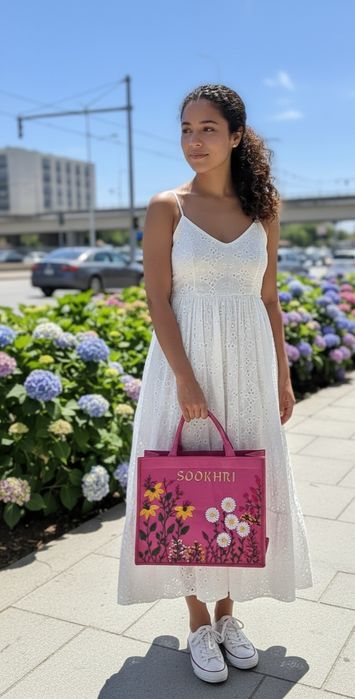 Embroided new hand bag