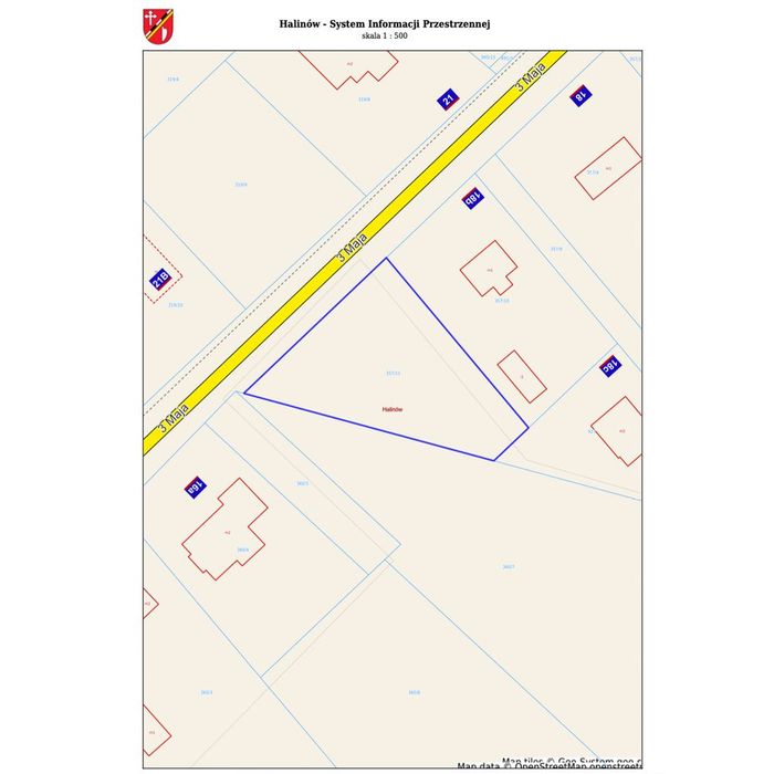 Działka budowlana 884 m² Halinów | media | ul. 3 Maja | MPZP - Więcej