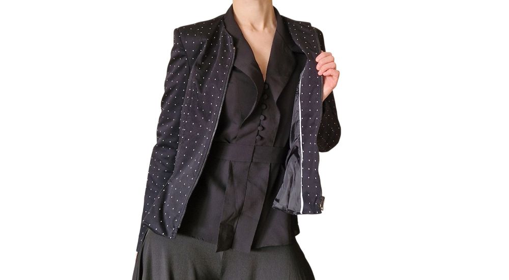 Dwuczęściowy Kostium garnitur Alba Moda w romby kropki