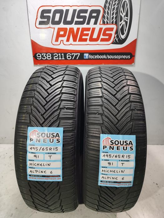 2 pneus semi novos Michelin 195/65R15 91T Oferta da Entrega