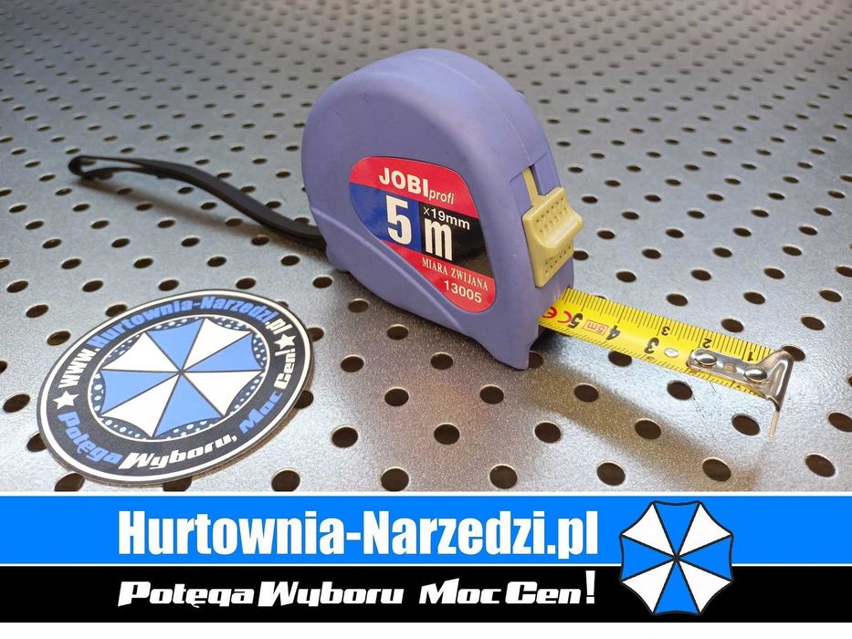 Miara zwijana gumowana 5 m x 19 mm niebieska JOBIprofi 13005 miara 5m