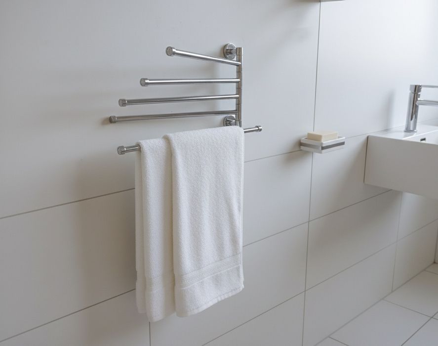 Apoio para toalhas cinza cromado