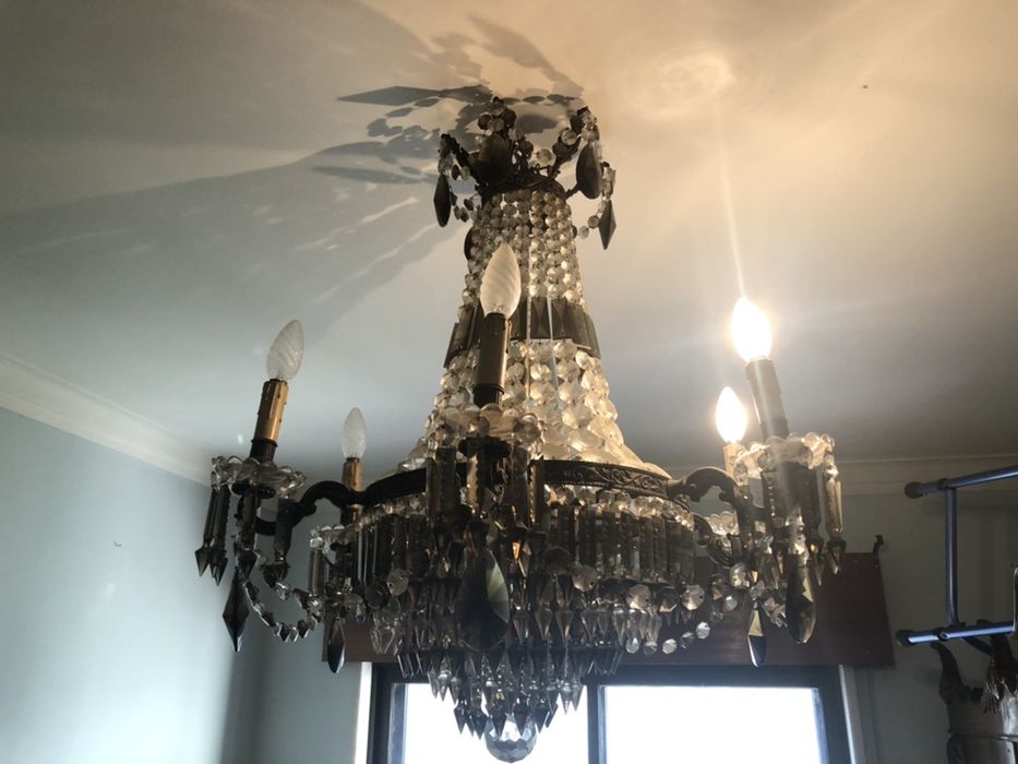 Lustre/Candeeiro cristal castanho