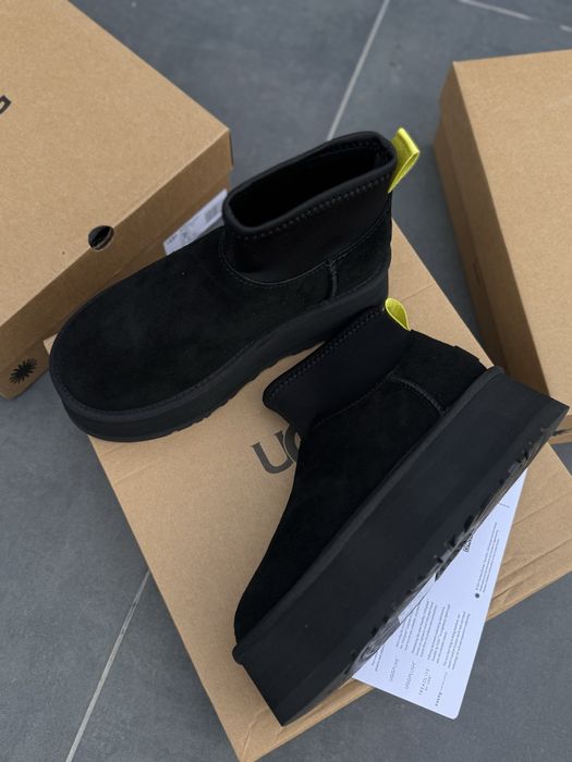 Ugg dipper mini чорні угг угги жіночі валянки теплі замшеві натуральна