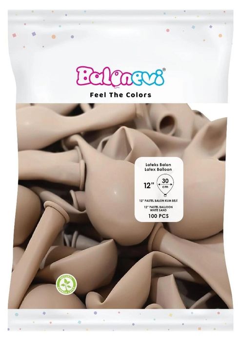 Balony lateksowe Pastel piaskowobiałe 30cm 100szt GoParty oprawa: