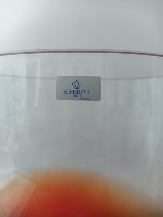 Vaso floreiro de cristal alemã marca Scherzer