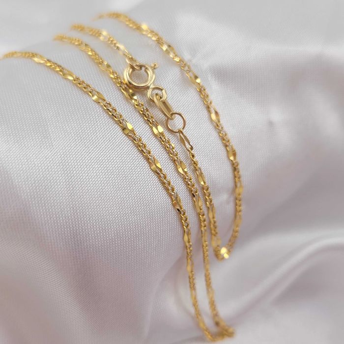 Złoty łańcuszek FIGARO Z BLASZKĄ 1,96g PR.585 14K dł. 45cm