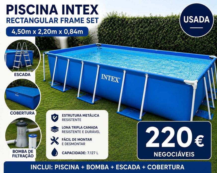 Piscina Intex Frame Retangular 450x220x84cm