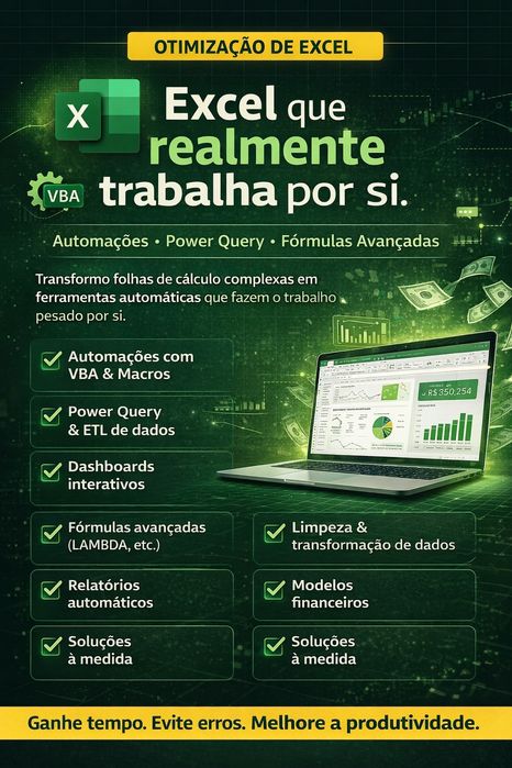 Automatização de Excel, Power Query, Dashboards