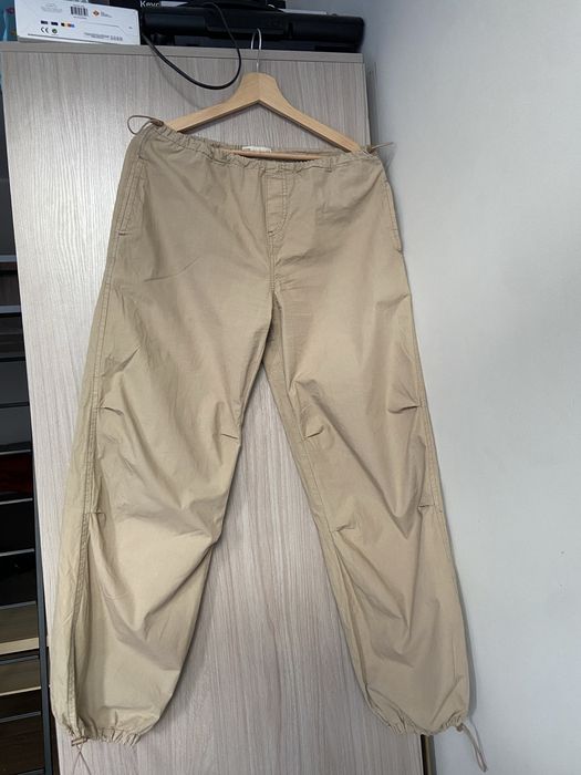 Spodnie baggy szeroki camel stradivarius