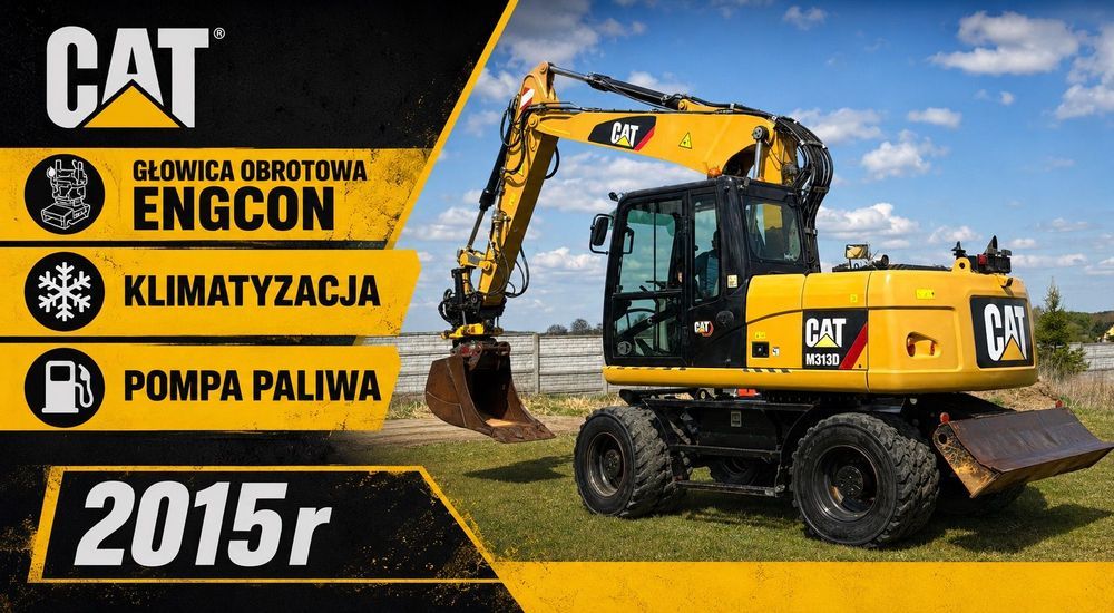 Caterpillar Koparka kołowa CAT 313D głowica ENGCON 313 Klimatyzacja szybkozłącze hydr Dodatkowe wyjścia liniowe Centr smar Pompa paliwa Komatsu PC130-11 PC138US-11JCB 131X / 140XVolvo EC140E Hitachi ZX130-7 ZX135US-Hyundai HX130 LCR  Koparka kołowa Cat 31