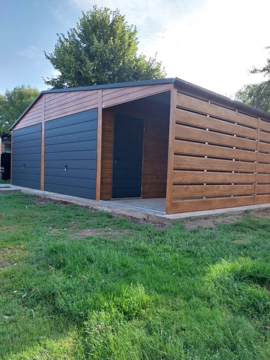 Garaż blaszany blaszak drewnopodobny