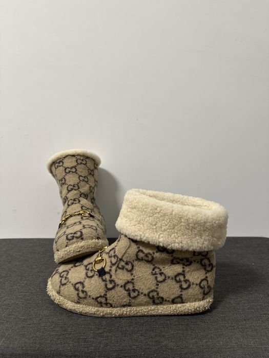 Gucci GG wool ankle boots ocieplane buty kapcie bambosze 38