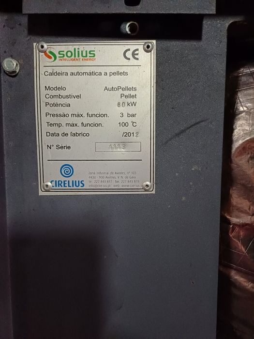 Caldeira automática pellets solius 60kw