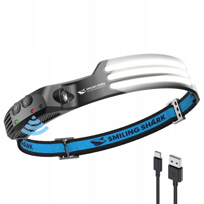 SMILING SHARK Latarka Czołowa 230° LED Wodoodporna Do Biegania