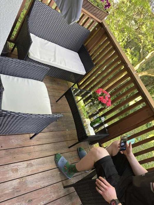 Meble Ogrodowe Technorattan Sofa 2 Fotele Stolik + Poduszki Komplet na Balkon Taras Ogród