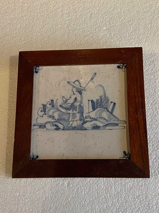 Conjunto de 04 azulejos da Flandres Sec. XVIII