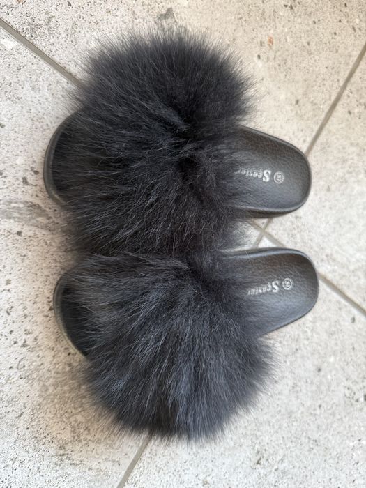 Klapki kapcie z futerkiem