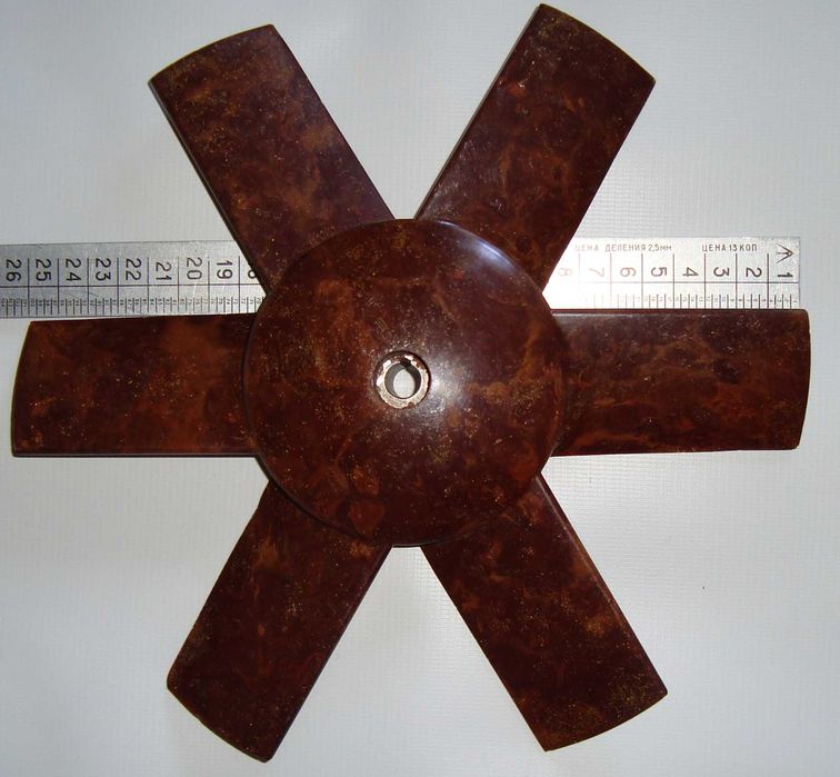 Крыльчатка шестилопастная для осевого вентилятора 250 мм на вал 9.5 мм