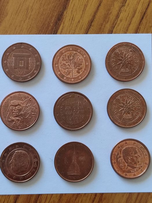 Moedas raras 2€, 1 e 2 cêntimos