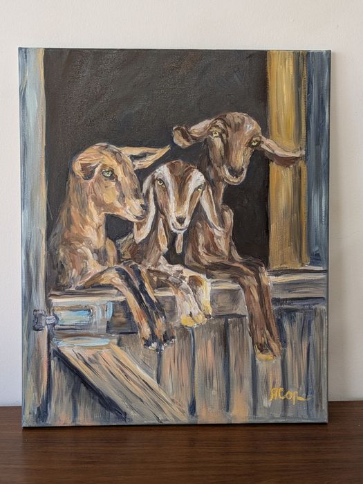Quadro pintado a óleo, 46x38 cm