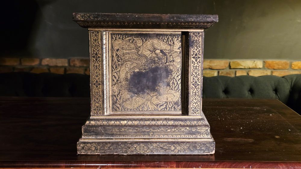 XIX-wieczna buddyjska skrzynia świątynna – Birma / Azja Płd-wsh