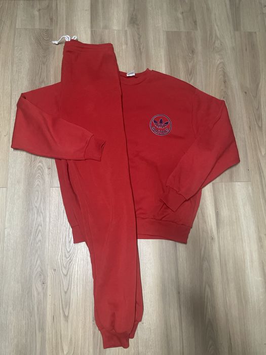 Vintage dres czerwony Adidas z bawełny z lat 80 hype streetwear