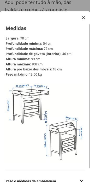 Trocador & cómoda branca Ikea Sundvik