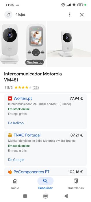 Câmara/monitor de vigilância para bebé