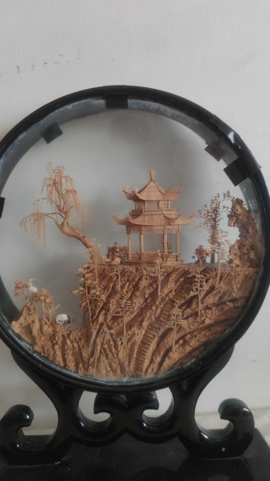 Diorama chinês vintage em cortiça