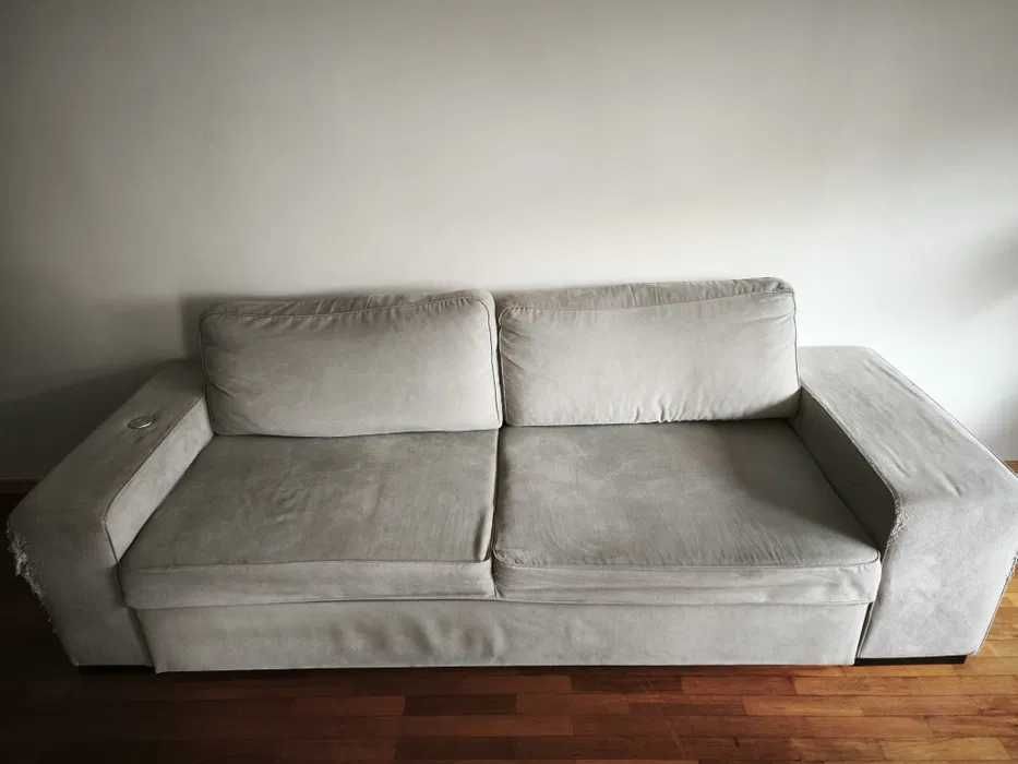 Sofá cama 3 lugares com 2 pufs (usado)