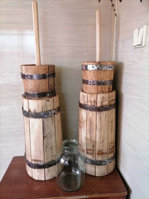 Винтажная Деревянная Отреставрированная Ручная Маслобойка для Декора