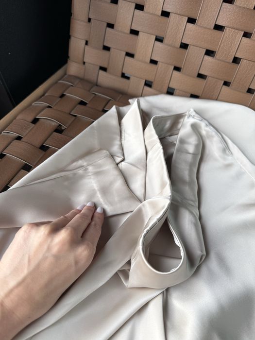 Сатиновве брюки штаны Zara XS серо-молочного оттенка