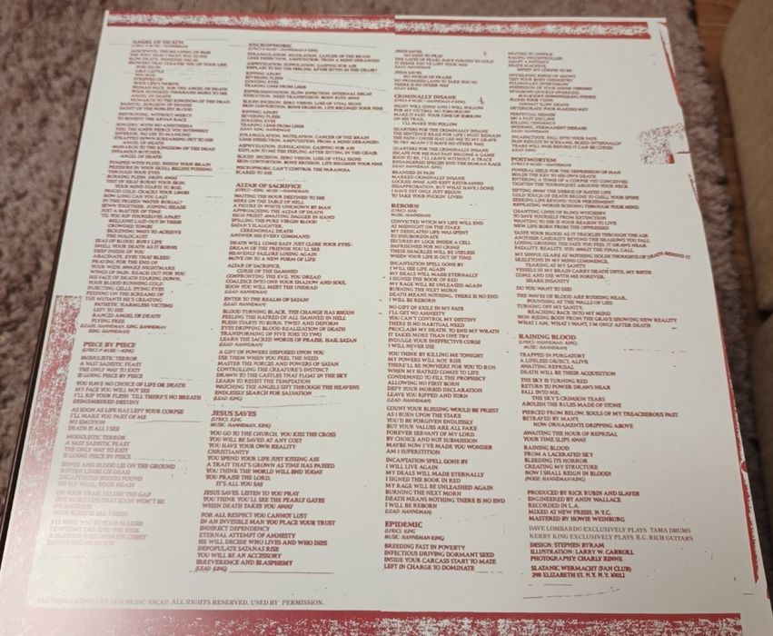 Slayer "Regin in Blood" LP