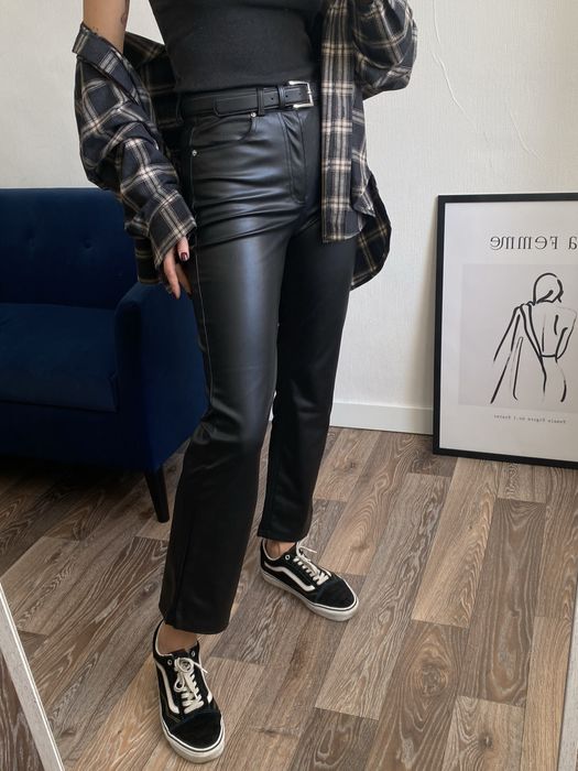 Прямі штани брюки труби з екошкіри zara / прямые брюки трубы с экокожи зара / кожаные штаны / шкіряні брюки