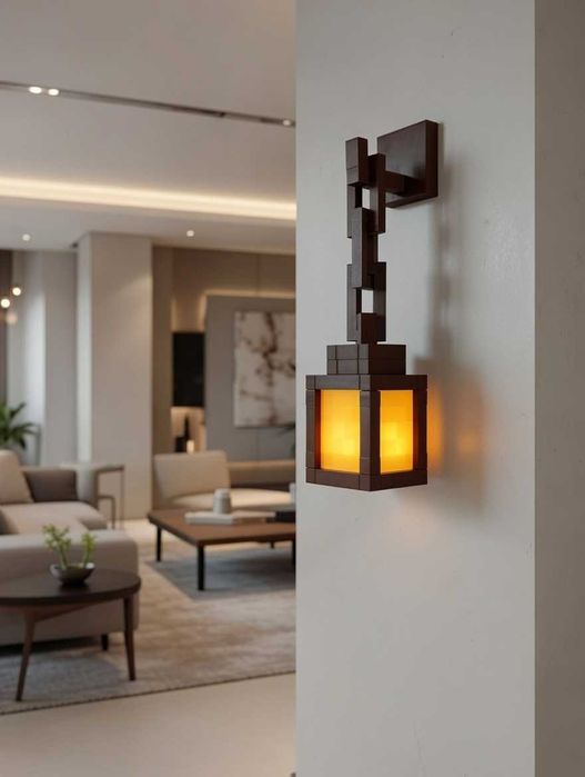 Настіний ліхтар у стилі майнкрафт, Minecraft, LED-свічка 3D-друк Декор