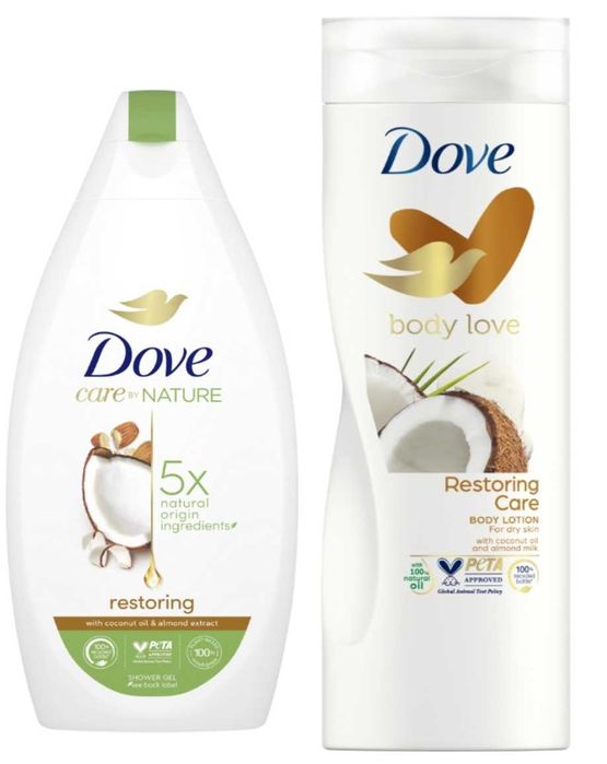 Dove 400ml żel pod prysznic Kokos & Migdał +Dove balsam do ciała 400ml