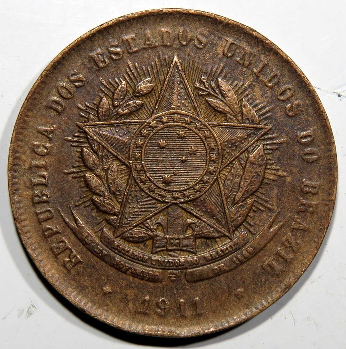 MOEDAS RARAS Brasil 20 Reis 1911 - Bela, escassa assim - 20€