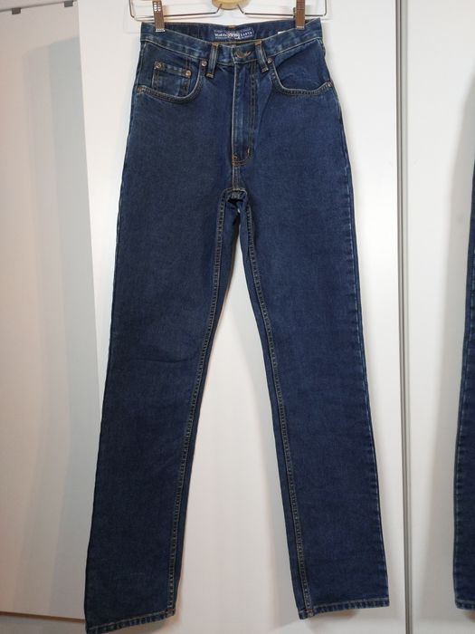 Granatowe jeansy 32/XXS stress jeans straight proste jeansy dżinsy 34