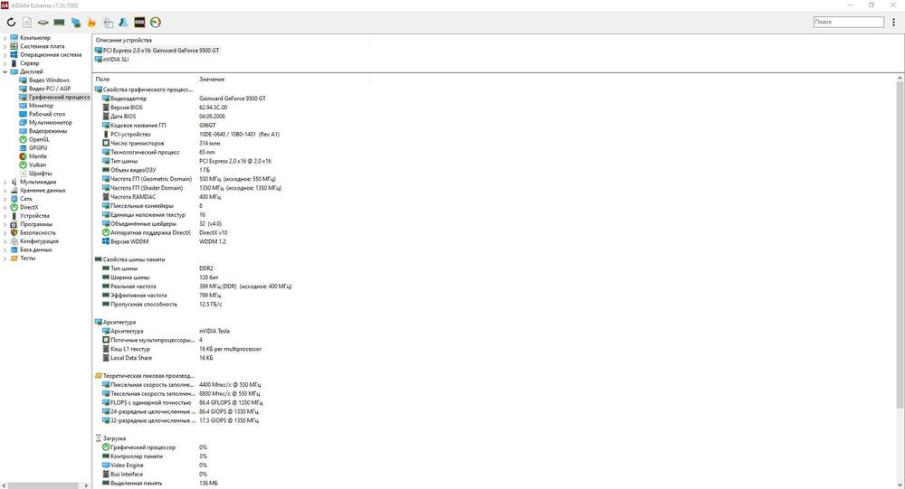 Відеокарта Gainward Nvidia GeForce 9500GT PCI-e 1GB DDR2 DVI VGA TV