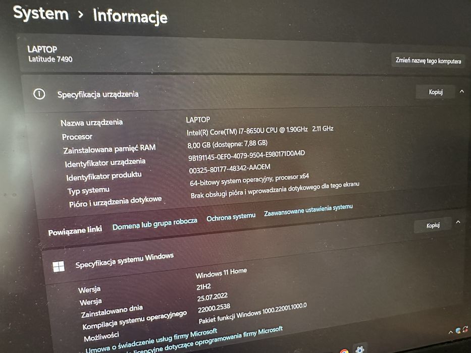 Laptop Dell Latitude 7490