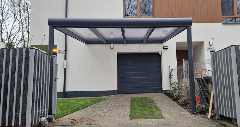 Wiata aluminiowa przyścienna 5x3m Antracyt poliwęglan