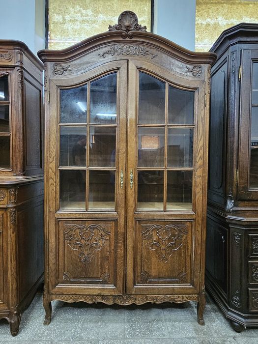 Stara dębowa biblioteczka ludwikowska witryna Francja /