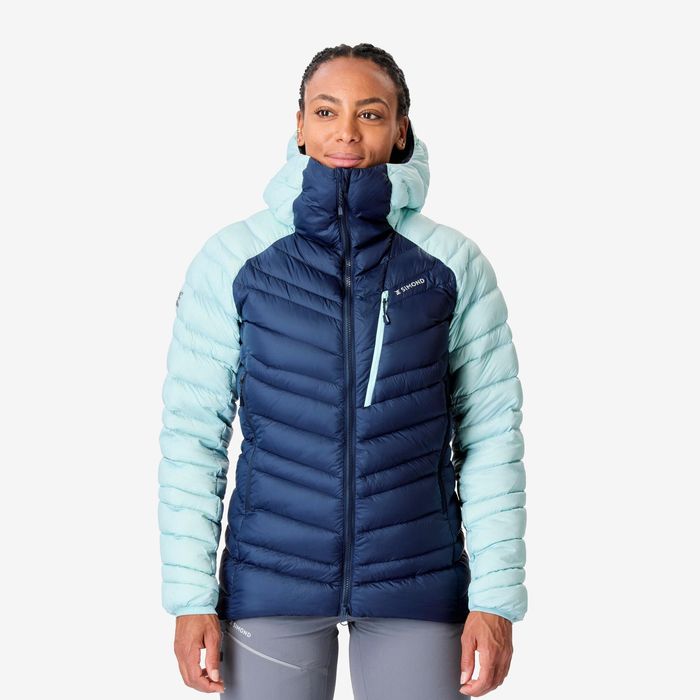 Casaco de penas Alpinismo Mulher Azul marinho - Azul gelo