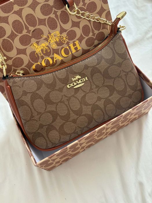 Coach Klare Crossbody Shoulder Bag Signature Canvas Brown + pasek + pudełko