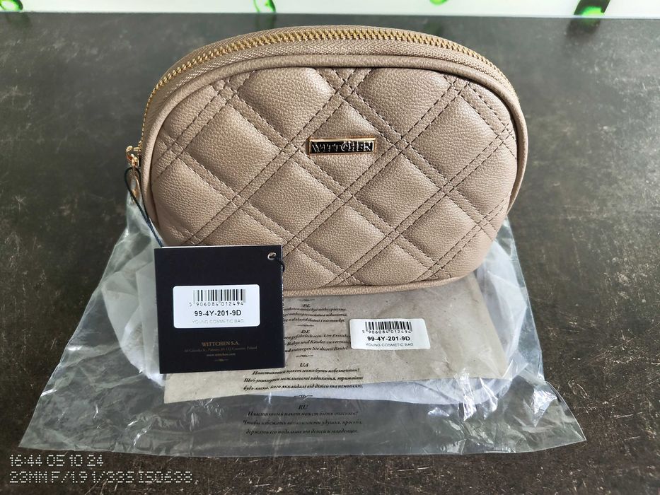 Nowa Kosmetyczka Wittchen Young Handbag Beżowa Pikowana