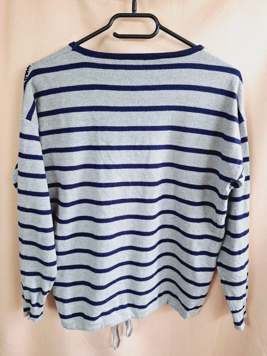 Sweter wełniany wełna kaszmir L xl w paski premium